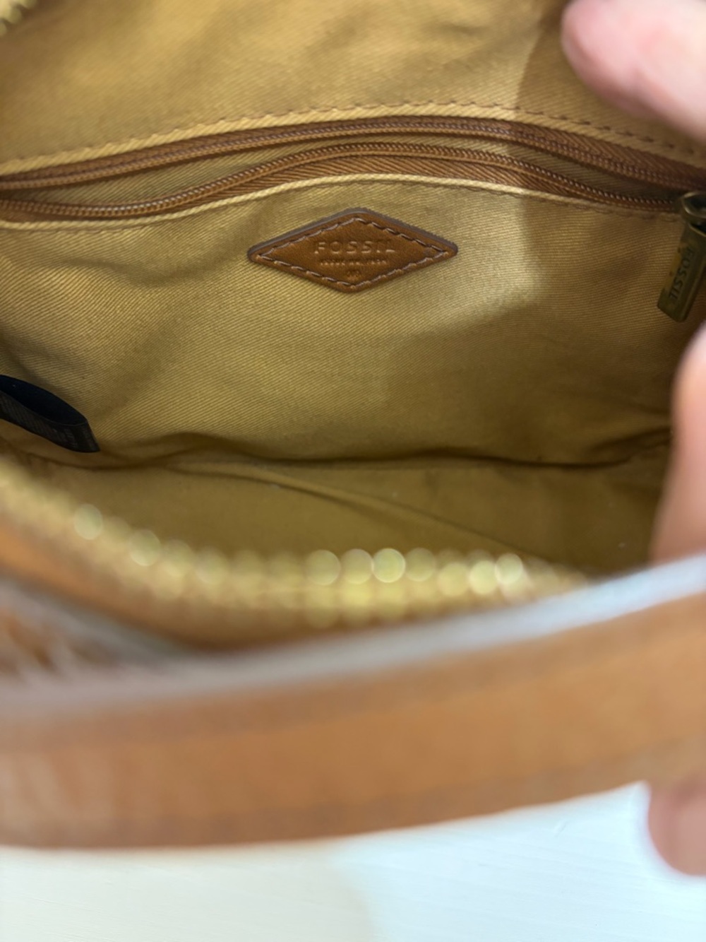Fossil Tan Leather Crossbody Pouch - Picture 7 of 7